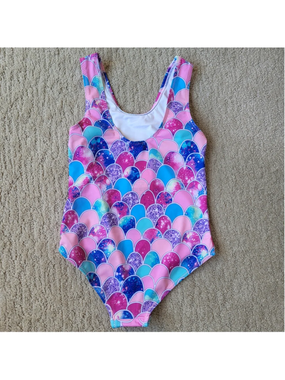 Girl’s Mermaid Scales One-Piece Swimsuit – Pink/Blue/Purple–Size 9-10 Years–NWT